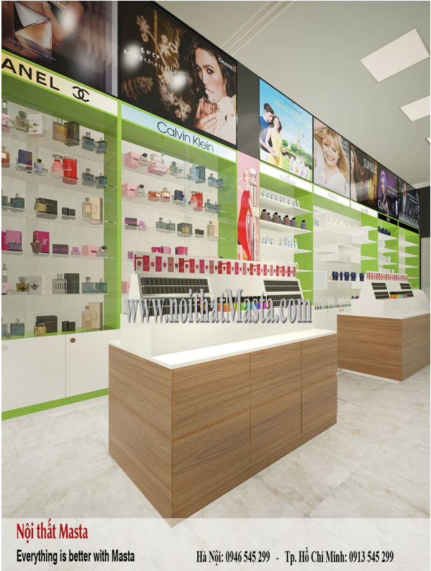 Mẫu thiết kế shop mỹ phẩm nhỏ tại Quận 1, TP. HCM